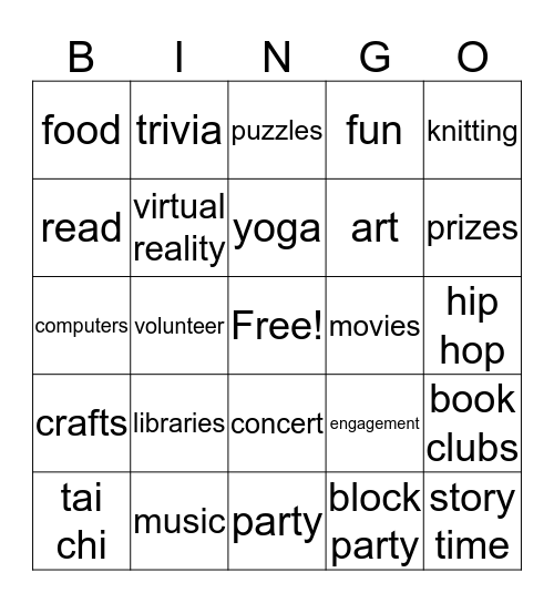 Summer Reading Bingo Card