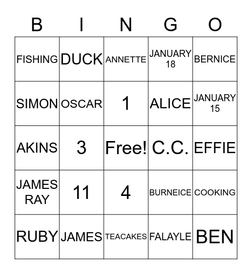 BARRETT Bingo Card