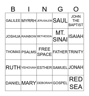 BIBLE BINGO Card