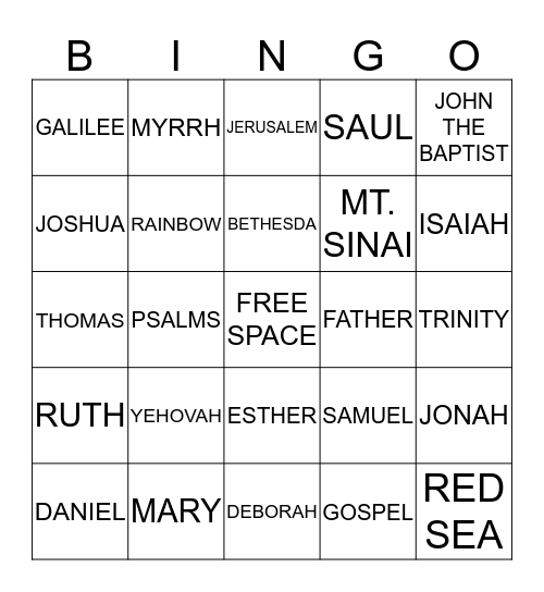 BIBLE BINGO Card