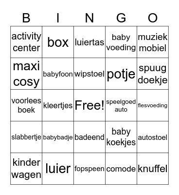 baby shower Bingo Card