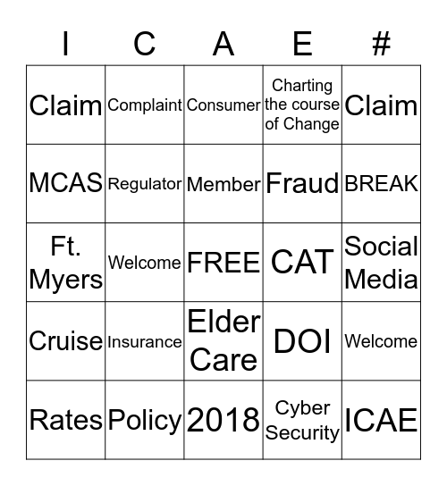 ICAE CONFERENCE Bingo Card