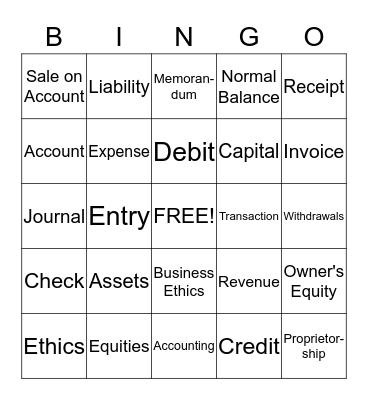 Accounting Bingo Card