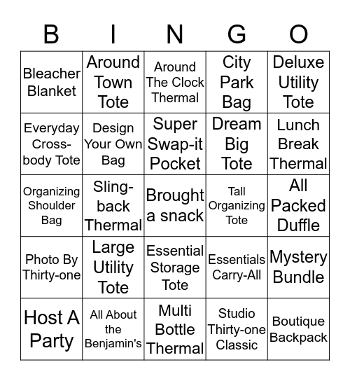 31 Bingo Card