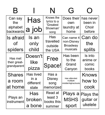 Find Someone Who.... Bingo Card