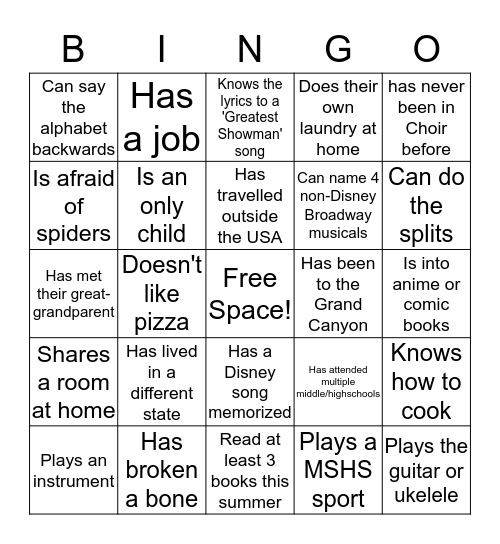 Find Someone Who.... Bingo Card