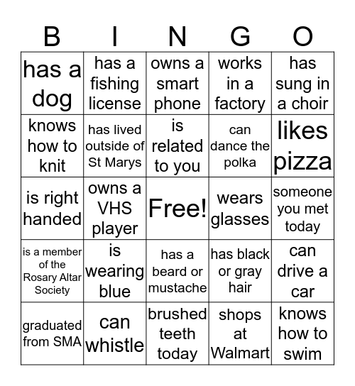 Getting to Know You Bingo Card