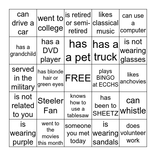 Getting to Know You  Bingo Card