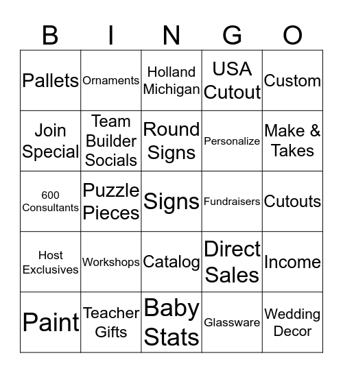 Life Expressions Decor Project Party Bingo Card