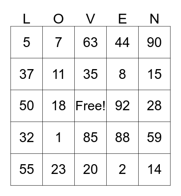 50th Birthday Bingo Card