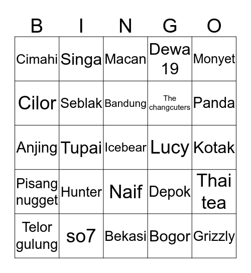 Untitled Bingo Card
