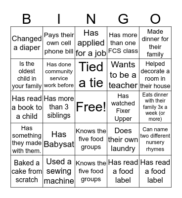 Get to Know You Bingo Card