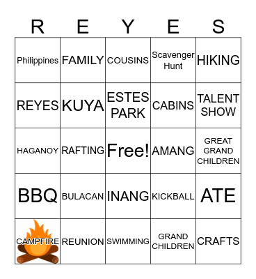 REYES FAMILY REUNION Bingo Card