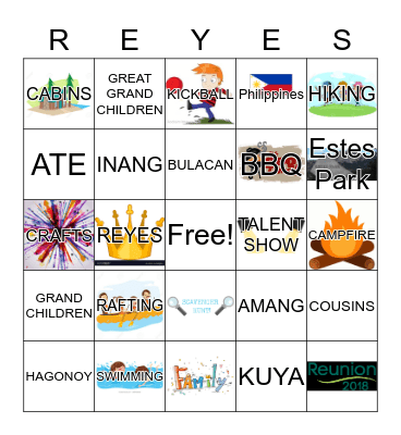 REYES FAMILY REUNION Bingo Card