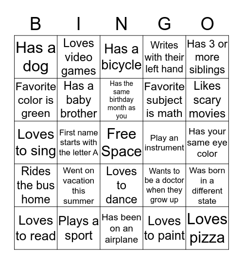 Find Someone Who  Bingo Card