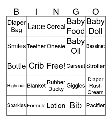 Baby Bingo Card