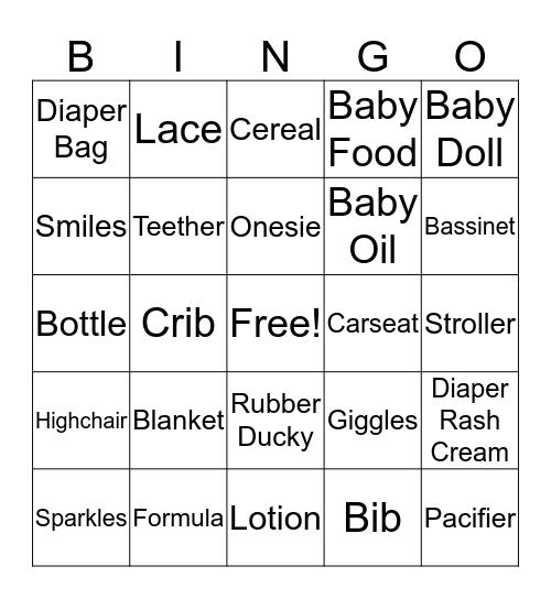 Baby Bingo Card