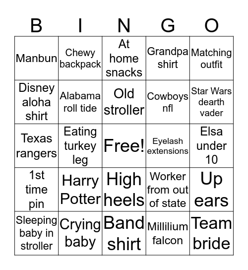 Disney 2 Bingo Card