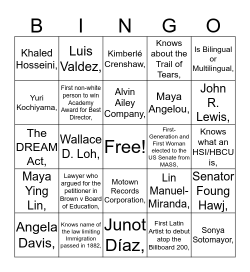 Each One, Teach One  Bingo Card