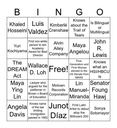Each One, Teach One  Bingo Card