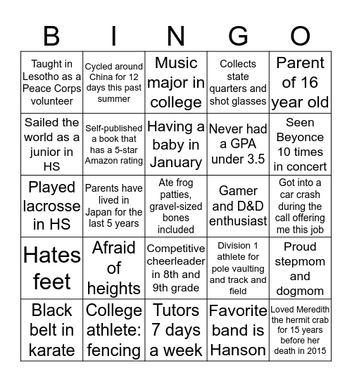 BDC Bingo Card