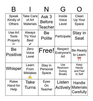 CHAMPS Bingo Card