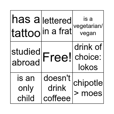 people bingo Card