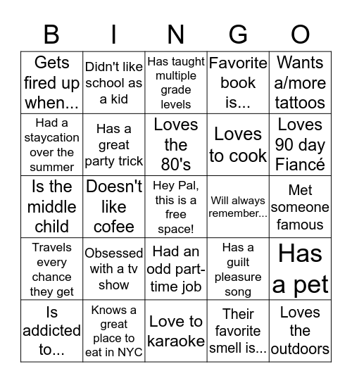 AFCHES Bingo Card