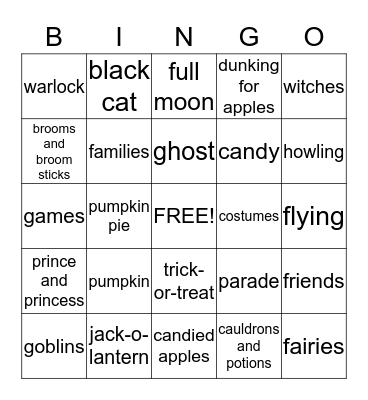 Halloween Fun Bingo Card