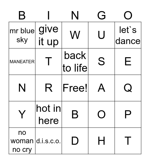 pennyhill music bingo 1 Bingo Card
