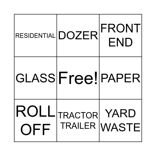 GFL Environmental Bingo Card