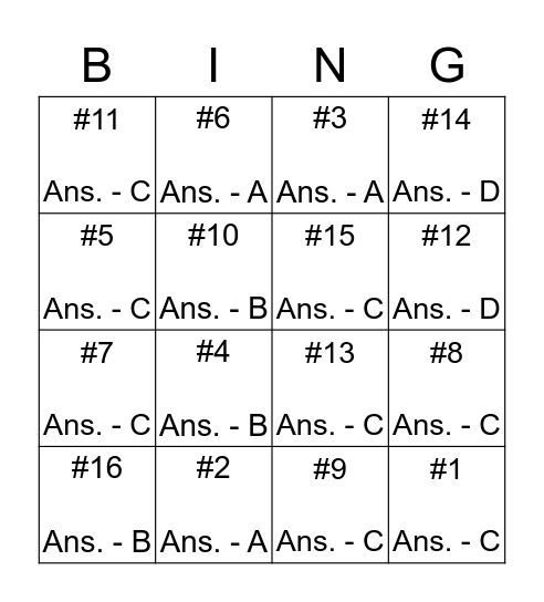 Graphic Literacy Diagnostic Review Bingo Card