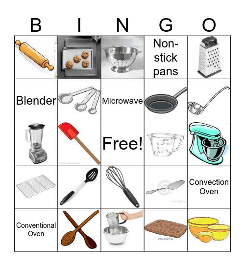 Kitchen Equipment Bingo Card