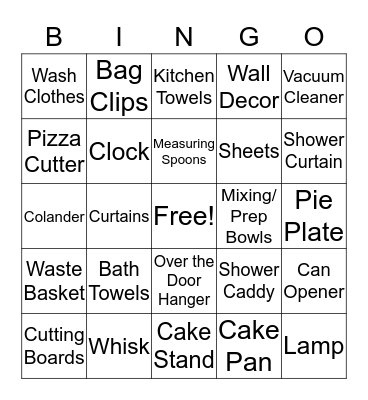 Wedding Shower Bingo  Bingo Card