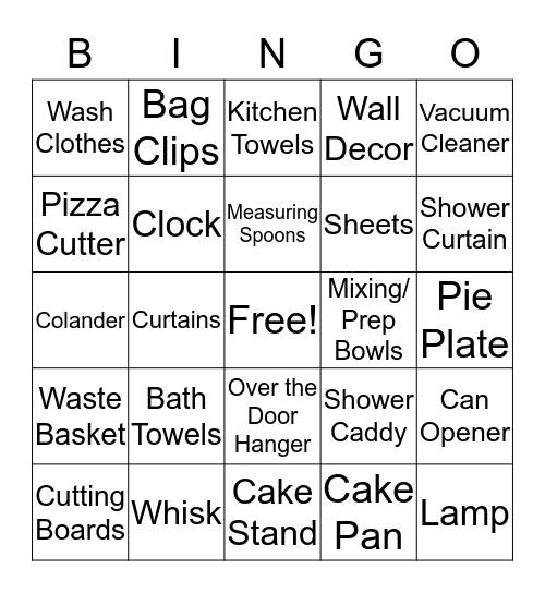 Wedding Shower Bingo  Bingo Card