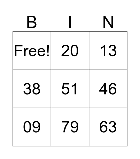 Let's play Bingo! Bingo Card