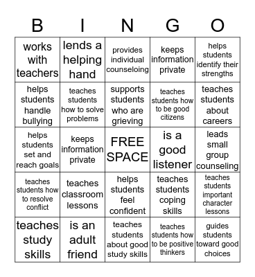 The School Counselor... Bingo Card