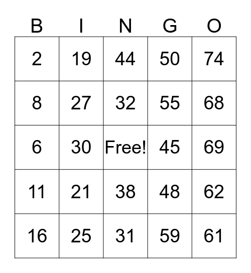 DEL MONTE Bingo Card