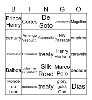 EXPLORERS Bingo Card
