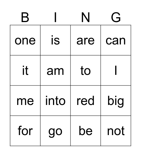 Sight Words Lists 1-5 Bingo Card