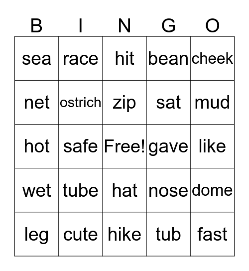 A E I O U Bingo Card