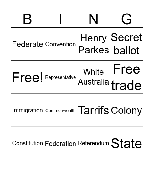 Federation  Bingo Card