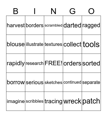 Grade 3 Unit 2 Vocab Bingo Card