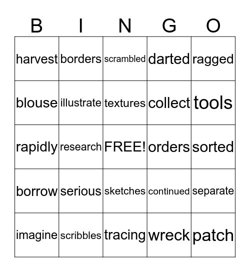 Grade 3 Unit 2 Vocab Bingo Card