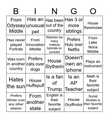 Ice Breaker Bingo Card