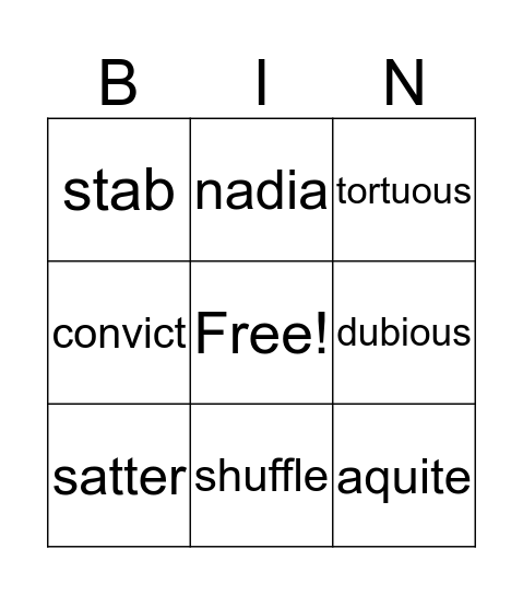 Ad2 Bingo Card