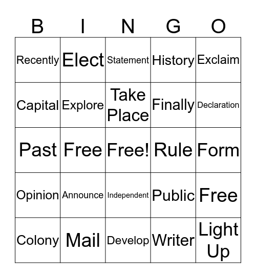 Theme 5 Bingo Card
