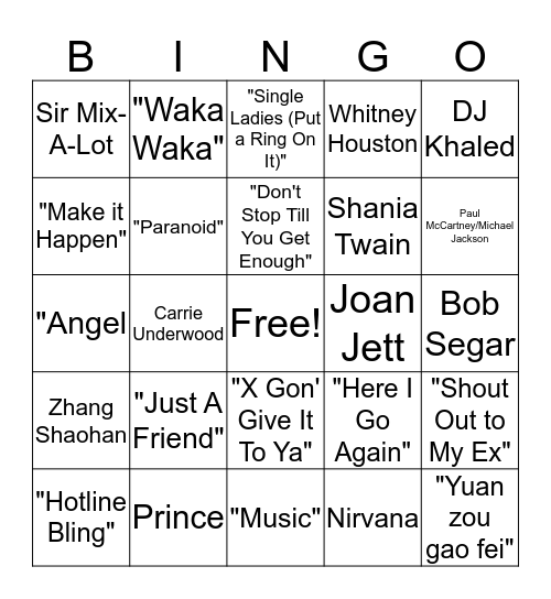 Music Bingo: Round Four! Bingo Card