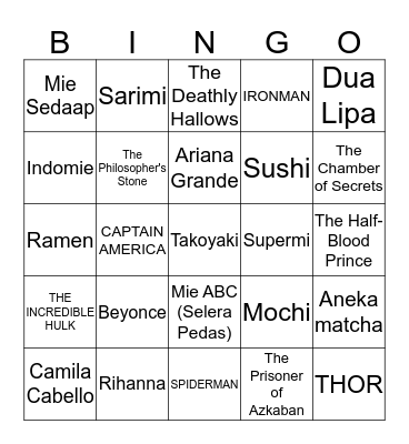 Marshya Bingo Card