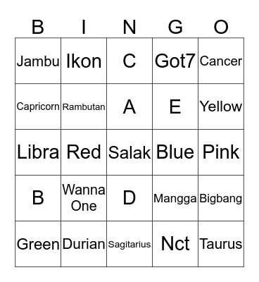 PUNYA LUDA Bingo Card